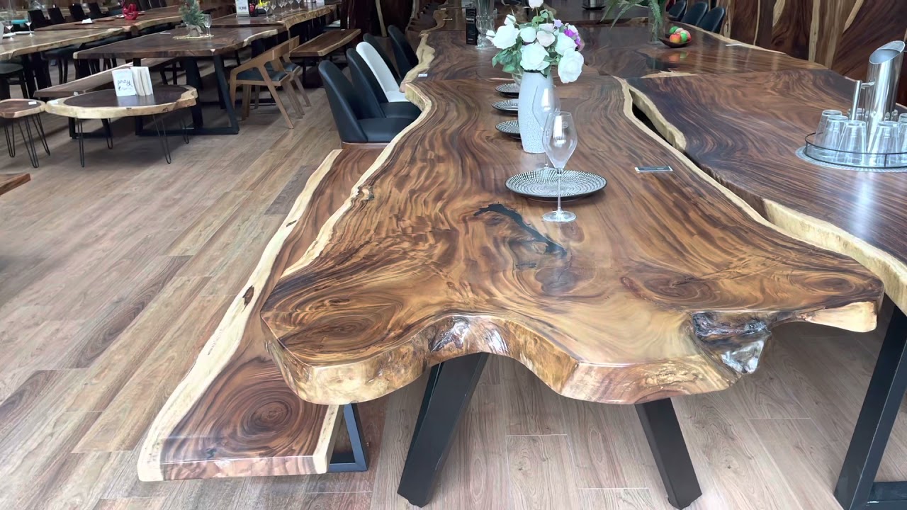 3.2m unique live edge dining table ( NTS 494) set with bench seat (NTS624)