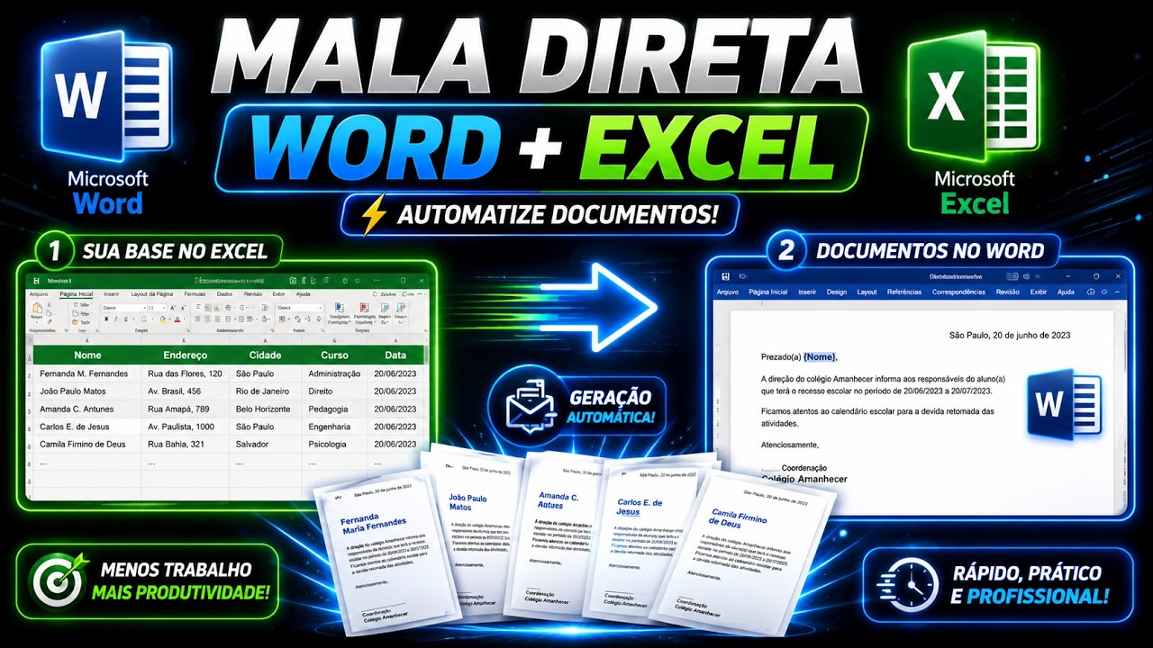 Como fazer uma mala direta no Word com dados do Excel.