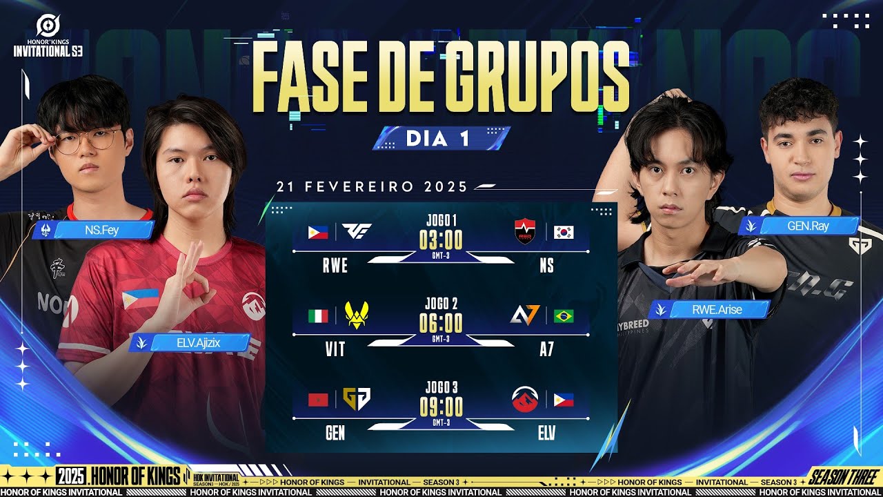 [PT-BR] Honor of Kings 2025 Invitational Season 3 | Fase de Grupos Dia 1