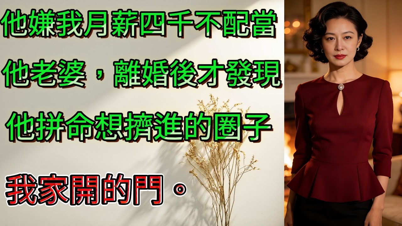 月薪四千被老公當傭人使喚三年，離婚那天他看到我的資產證明，手抖到簽不了字#隱形富豪 #離婚逆襲 #月薪四千 #婆媳關係 #渣男現世報 #女性覺醒 #爽文故事