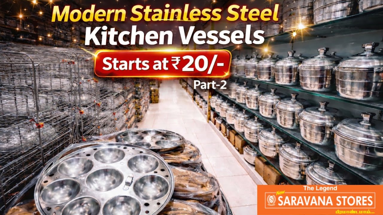 🎇SARAVANA STORES ||kitchen vessels stainless steel return gifts || starts at ₹20/- || part-2 🛍️