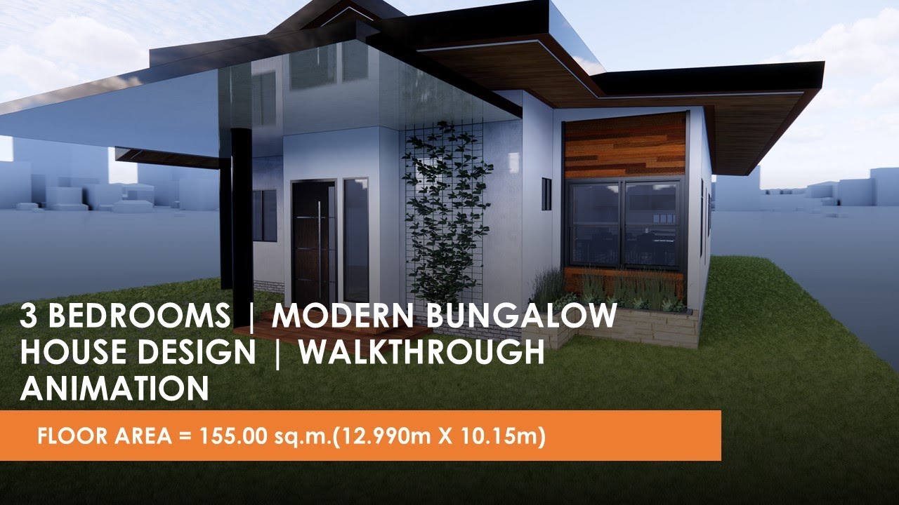 3 BEDROOMS | MODERN BUNGALOW HOUSE DESIGN | WALKTHROUGH ANIMATION | FLOOR AREA = 155.00 sq.m.