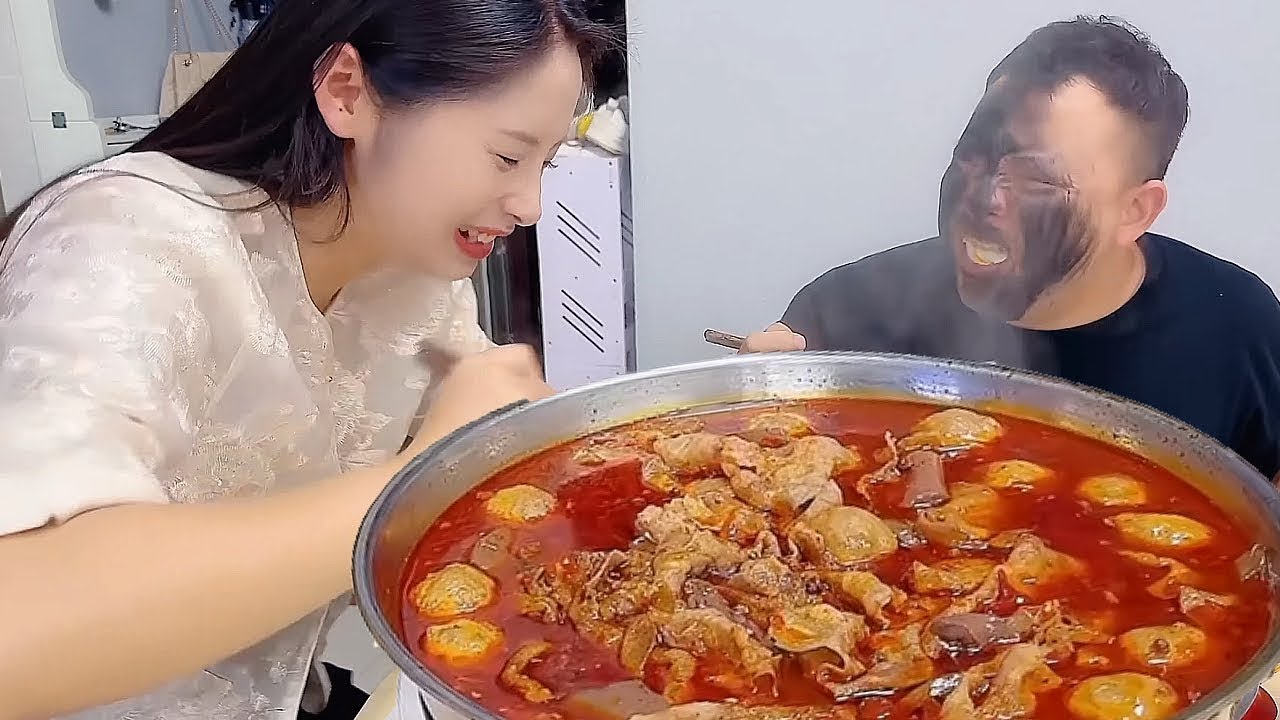 My stupid husband won't let me eat hot pot, so I have to let him try the mustard dip