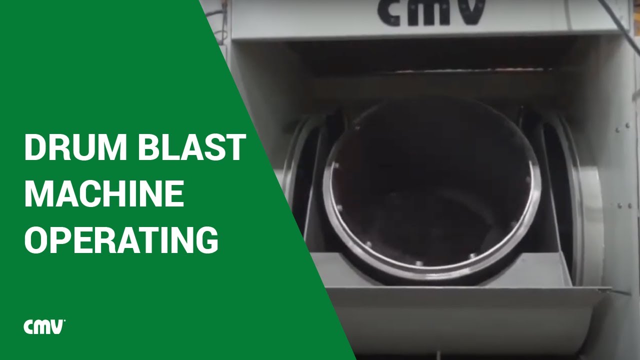 Drum blast machine in operation | cmvblasting.com
