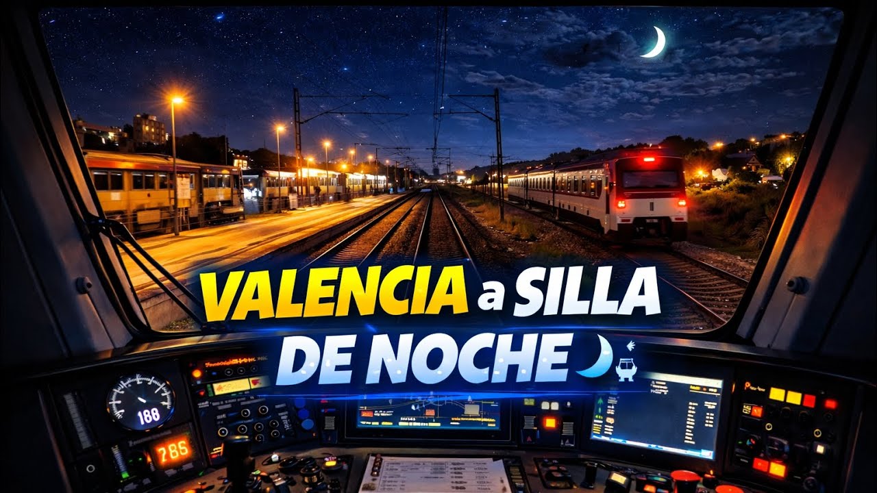 De VALENCIA a SILLA en CABINA de TREN 🌙🚆 Ruta nocturna completa desde Valencia Nord