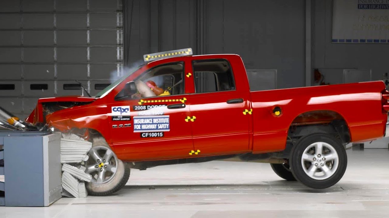 2008 Dodge Ram IIHS 40% Offset Moderate Overlap Crash Test 