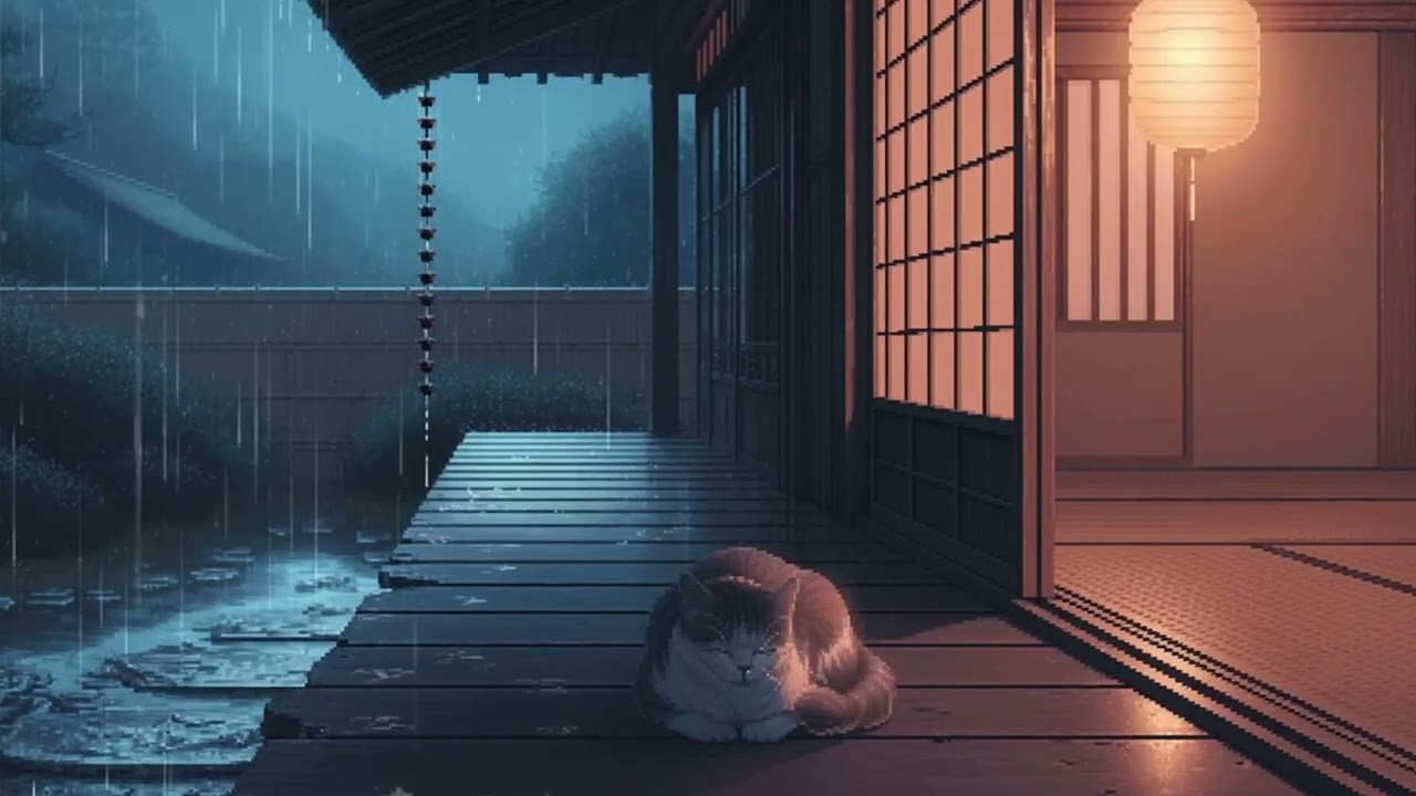 【雨音と猫】静かな古民家の縁側｜アンビエントBGM｜睡眠・作業・リラックス