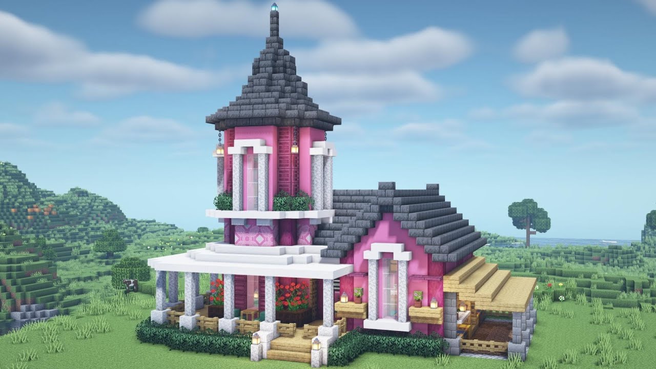 Minecraft Tutorial - How to Build a Pink House #84