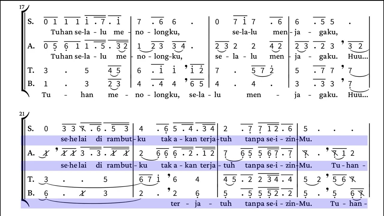 SATB Tuhan Selalu Menolongku (Lagu/ Syair Alex La Major & Jason, arr satb Bayu Nerviadi)