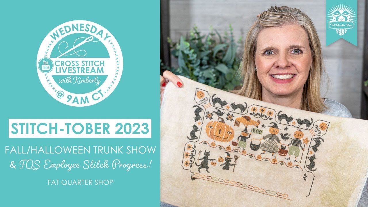 LIVE:  Fall/Halloween Cross Stitch Trunk Show & Stitch-Tober 2023 Progress! - FlossTube