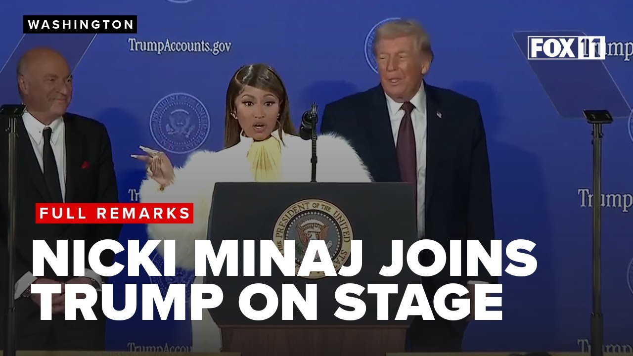 Rapper Nicki Minaj speaks on stage at event with Trump, says she's 'the president's #1 fan'