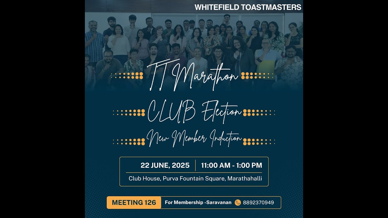 Meeting - #126 - Table Topics Marathon, Club Elections and New Member Induction