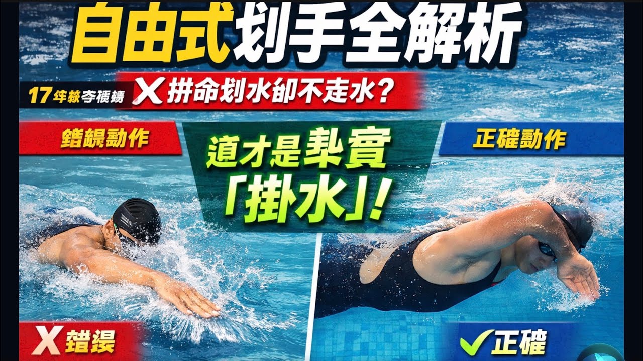 划水總覺得抓不到水？自由式手部動作完整拆解，讓你每一手都紮實「走水」！#自由式划手 #自由式教學 #游泳水感 #高肘抱水 #游泳提速 #游泳糾錯 #自由式進階 #推水動力 #入水點
