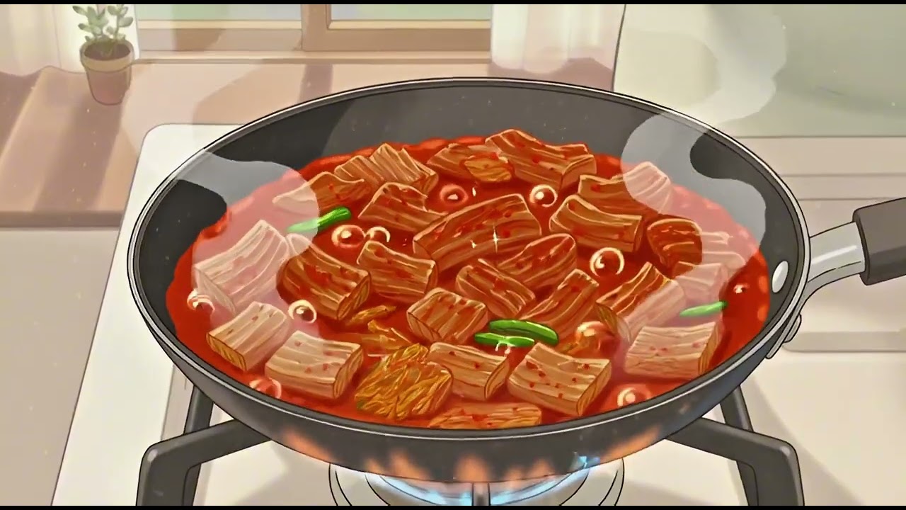 Kimchi Noodles in cozy Ghibli Style ||Ghibli Comfort