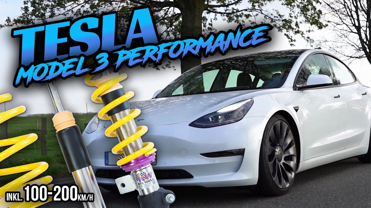 TESLA Model 3 Perfomance // KW V3+ Gewindefahrwerk & 100-200 km/h