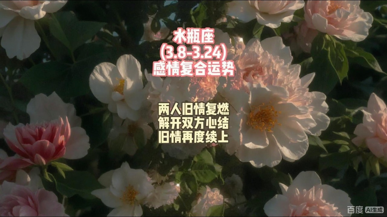 水瓶座（3.8-3.24）感情复合运势，两人旧情复燃，解开双方心结，旧情再度续上。#星座#爱情 #情感塔罗 #前任