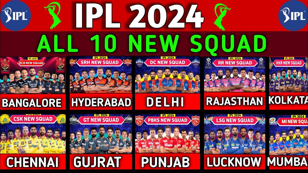 IPL 2024 - All Teams Squad | CSK, RCB, KKR, MI, RR, DC, PBKS, SRH, GT, LSG Squad IPL 2024 | IPL 2024
