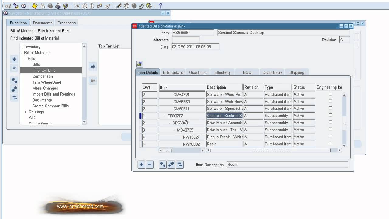 BOM Oracle Bills of Material, The Basics, Oracle Applications Training