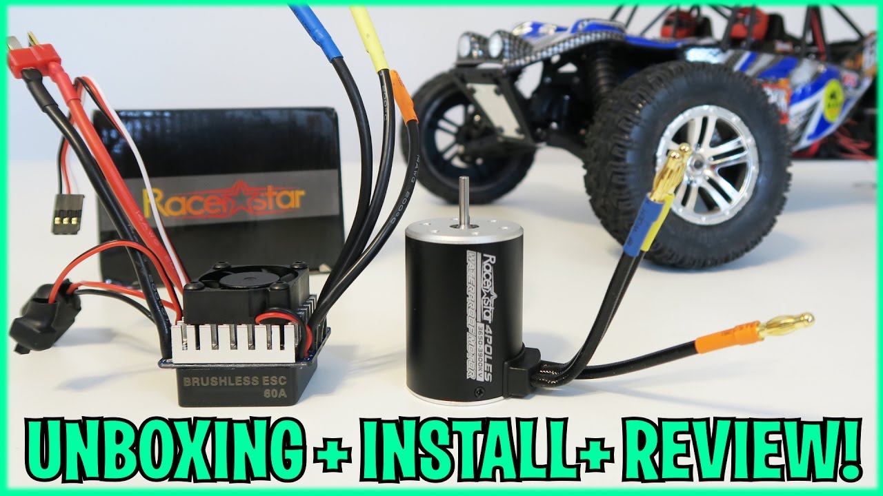 UNBOXING + INSTALL + LETS PLAY! - Racerstar 3650 BRUSHLESS Motor UPGRADE + 60A ESC - Truck Truggy RC