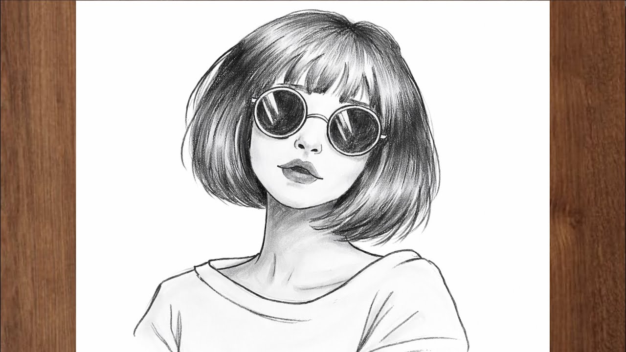 How to Draw a Girl with Sunglasses Pencil sketch || Easy Girl Pencil Drawing Step-by-Step Tutorial