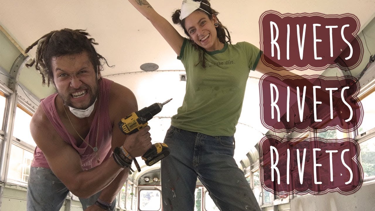 EPISODE #4 - Removing Rivets & Ceiling Panels on our SCHOOL BUS CONVERSION