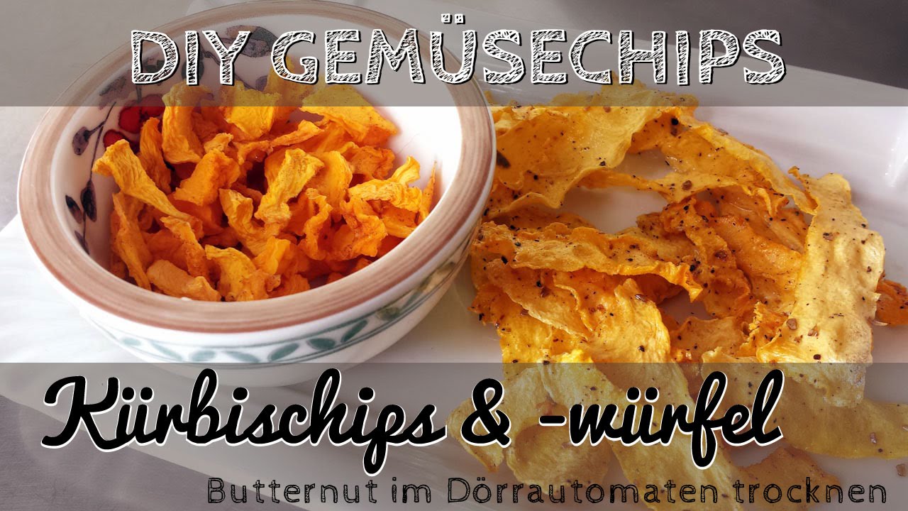 Gemüsechips selber machen - DIY Kürbischips und getrocknete Kürbiswürfel aus Butternut