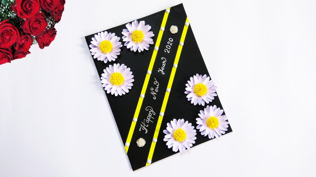 Happy new year card 2020 | how to make new year greeting card | new year card making handmade easy