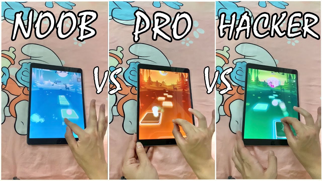Tiles Hop: EDM Rush! - NOOB vs PRO vs HACKER - BEST RECORD🔥?!!
