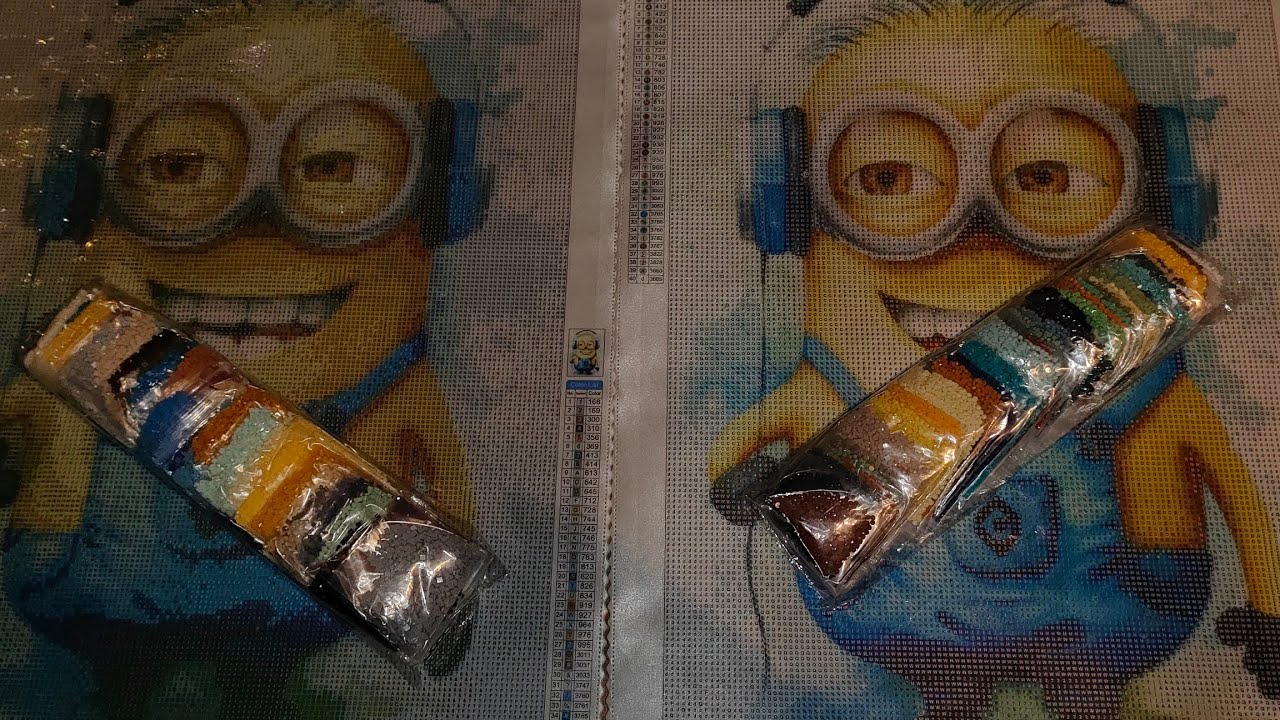 DiyDiamondart Zanbee.art Vergleich Eckig Rund Minion-Motiv Diamondpainting square vs. round