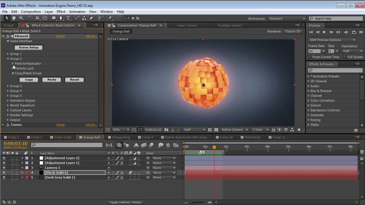 Анимация в Element 3D