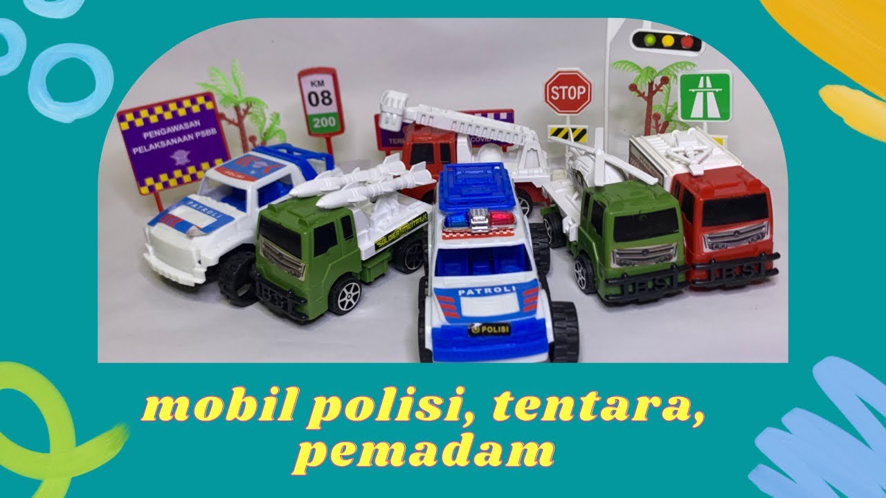 Review mobil mainan polisi | truk roket | helikopter | mobil pemadam kebakaran