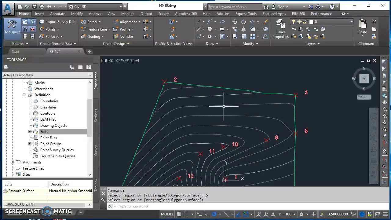 Сглаживание поверхности и добавление контурных меток в Civil 3D