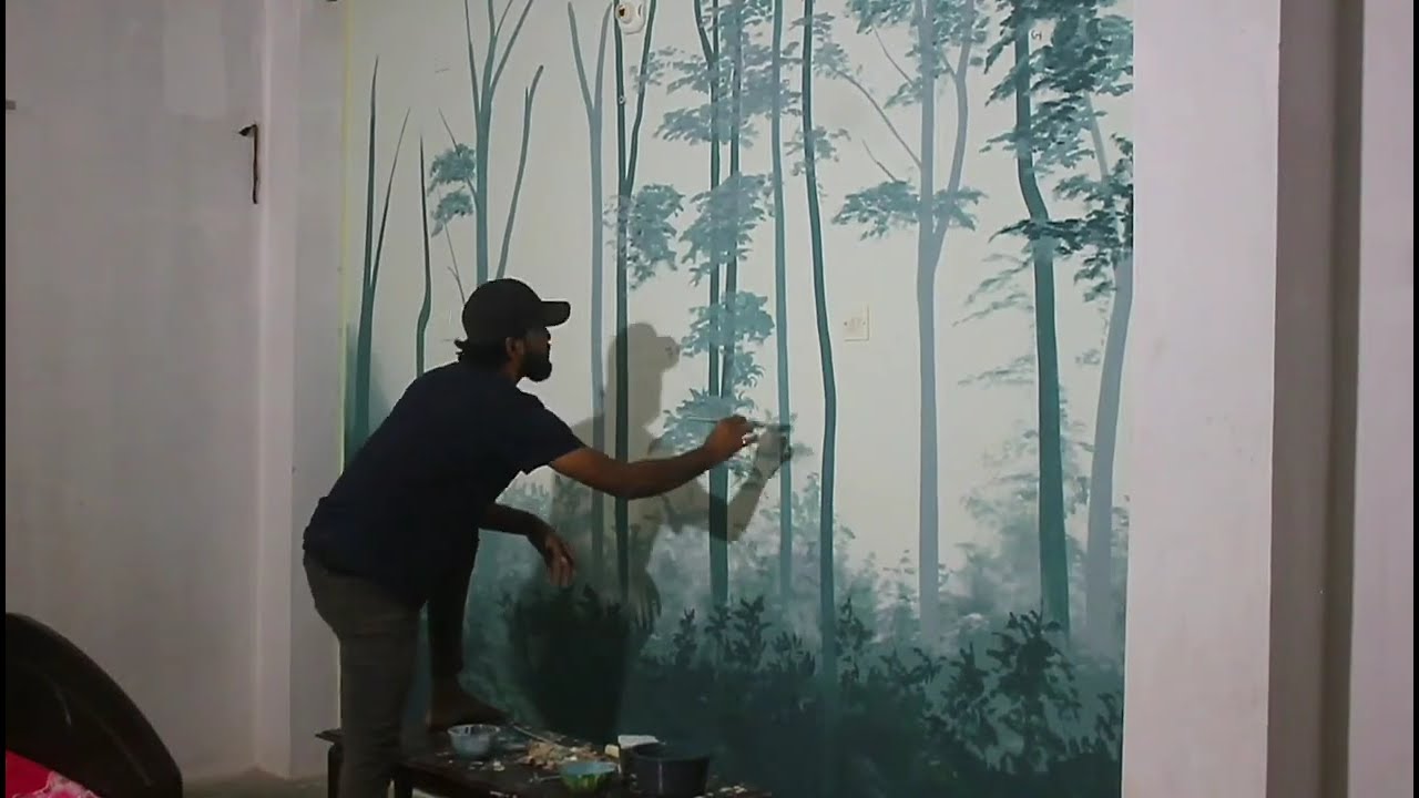 Foggy forest morning Mural/ wallpainting #art #creative #mural #nature #wallpainting #popular #most