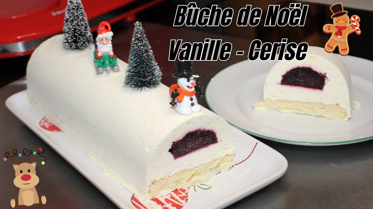 Bûche de Noël à la vanille et à la cerise