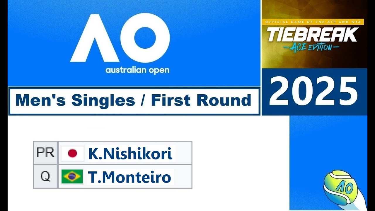 Australia Open 2025 - K. Nishikori/JPN vs T. Monteiro/BRA