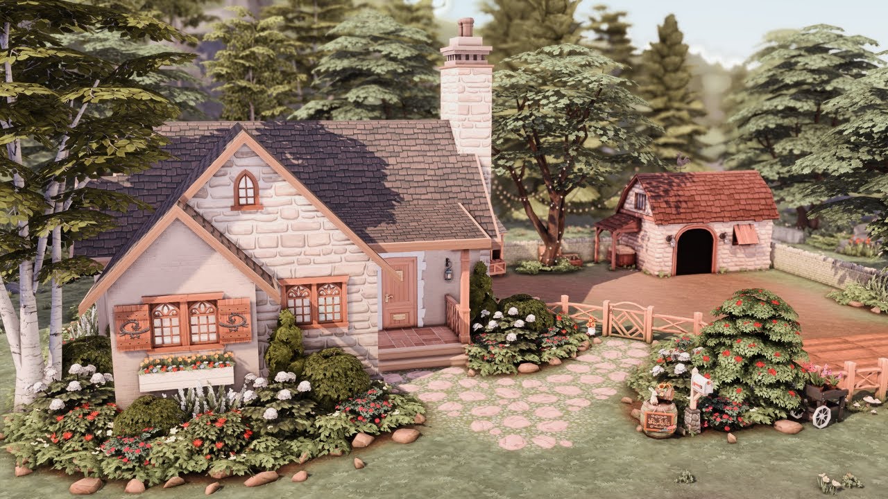 SMALL STARTER COTTAGE 🍄 The Sims 4 Speed Build | No CC