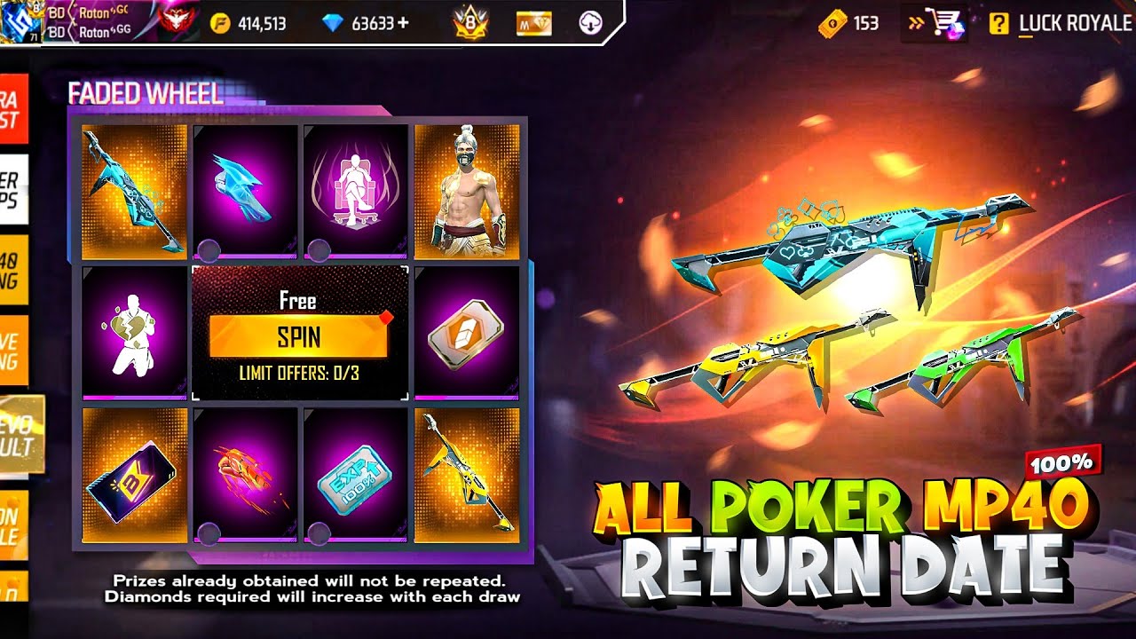 Poker Mp40 Return Confirm ফাইনালি আসছে 😍 | Ff New Event Bd Server | Free Fire New Event