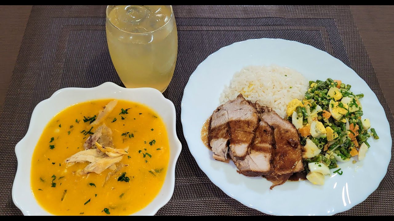 ♨️ALMUERZO🇪🇨 COMPLETO Crema de choclo 🌽con pollo🐔, Cerdo🐷 en salsa de tamarindo con ensalada 🥗. ‼️