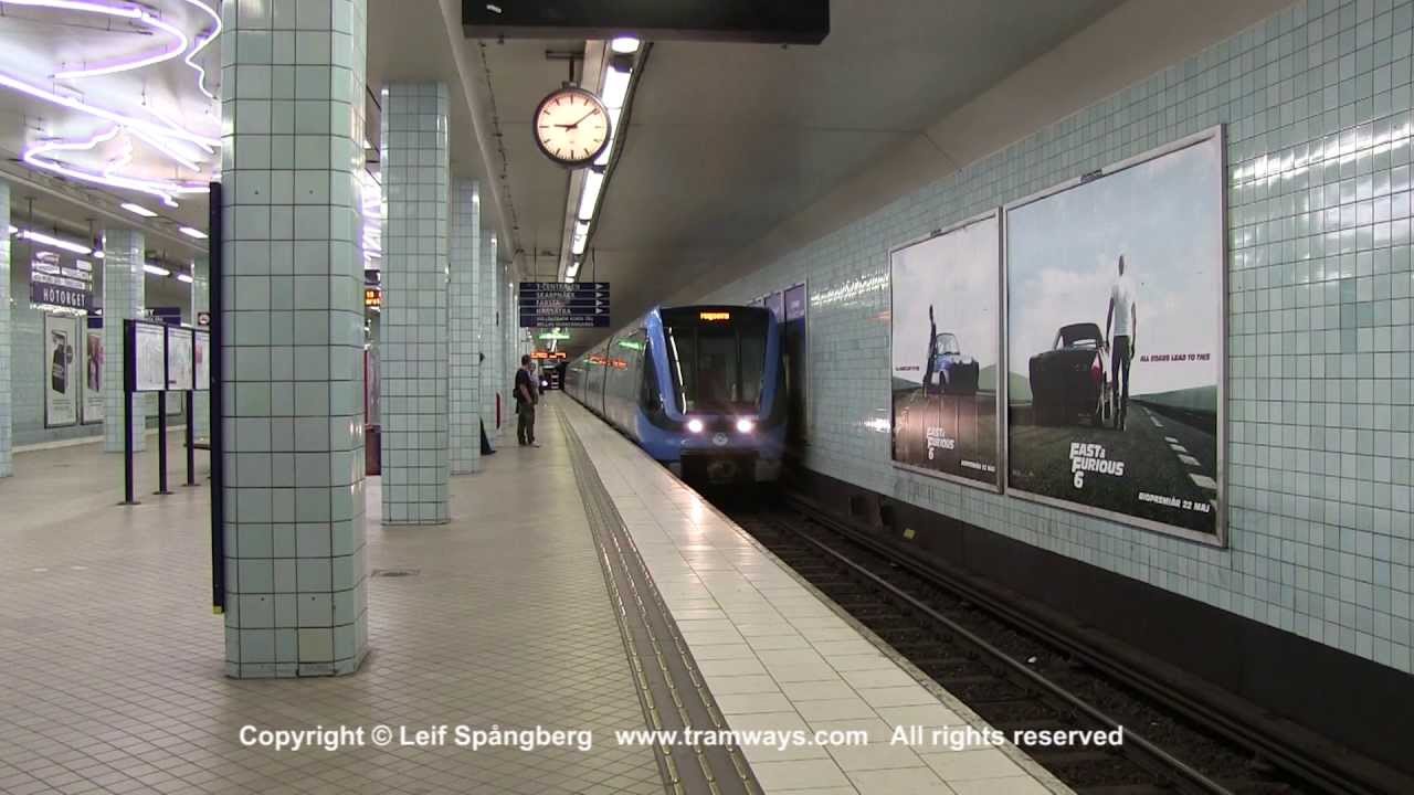 SL Tunnelbana tåg / Metro trains at Hötorget station, Stockholm, Sweden