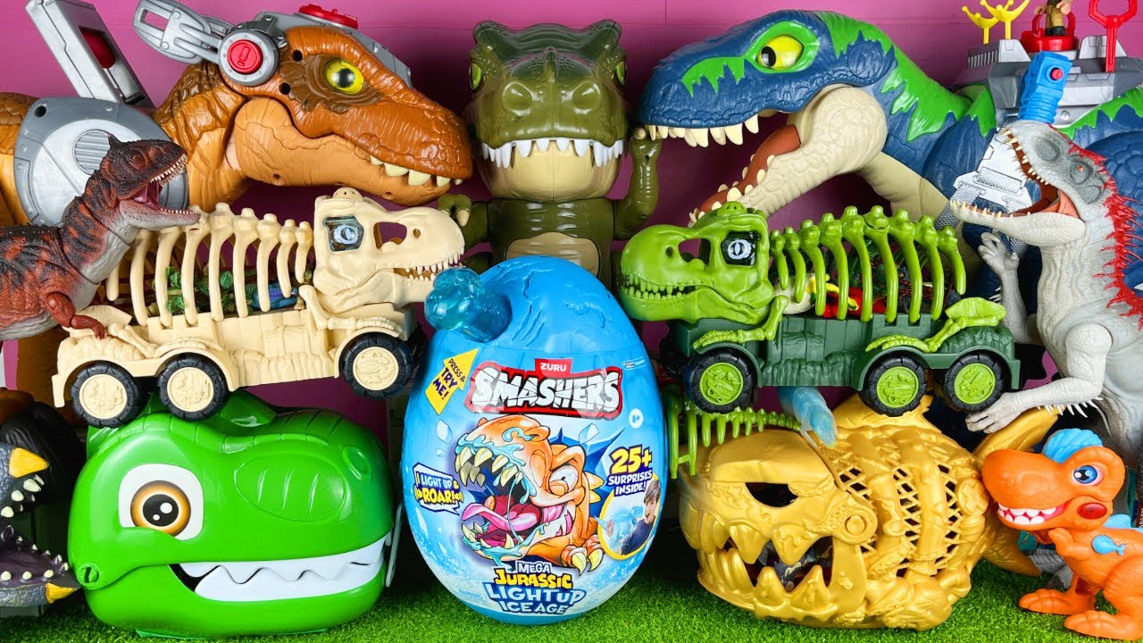 Satisfying ASMR Unboxing Jurassic World Dinosaur T-rex Giganotosaurus Indominus Rex Megalodon Raptor
