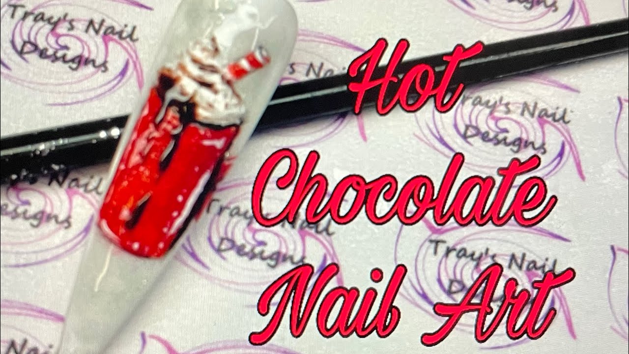 Hot Chocolate Christmas Mug Hand Drawn Easy Nail Art Design - NAIL ART CHRISTMAS SERIES