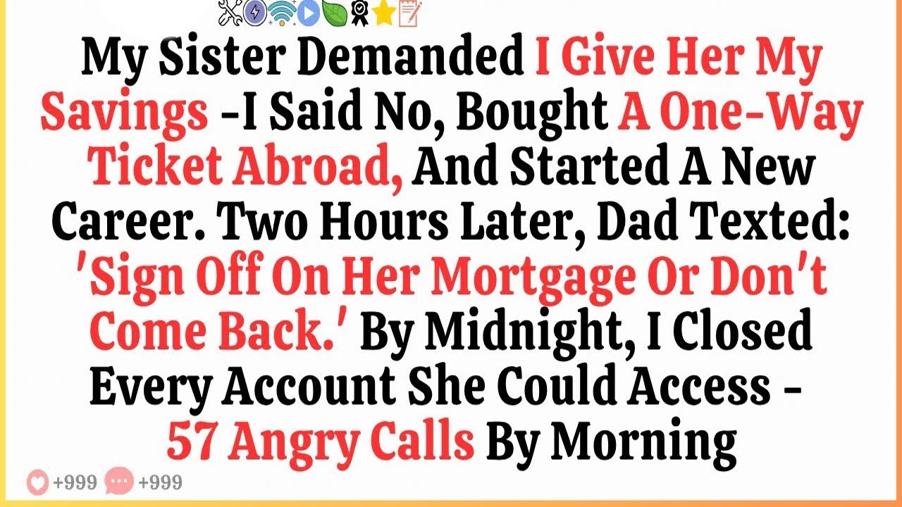 My Sister Demanded I Give Her My Savings — I Said No, Bought a One Way