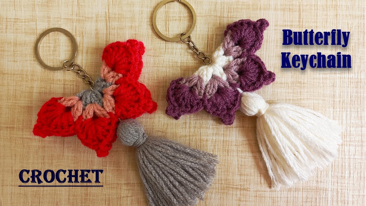 butterfly keychain crochet | easy crochet keychain tutorial | DIY keychain