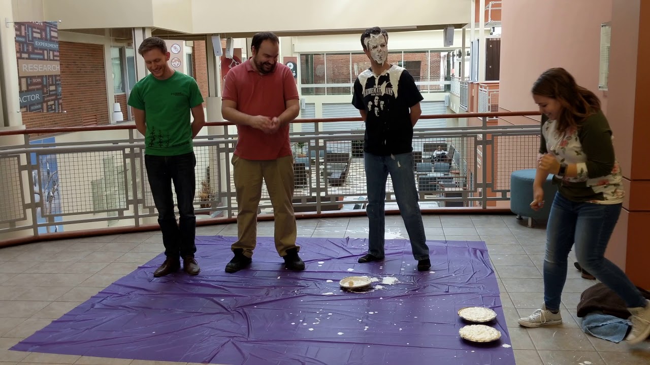 Pi Day Pies in Face (another angle)