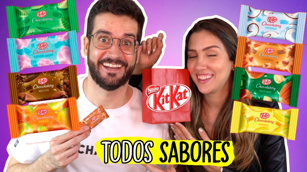 PROVANDO TODOS SABORES de KIT KAT | ALGODÃO DOCE, CHURROS, MANGA..