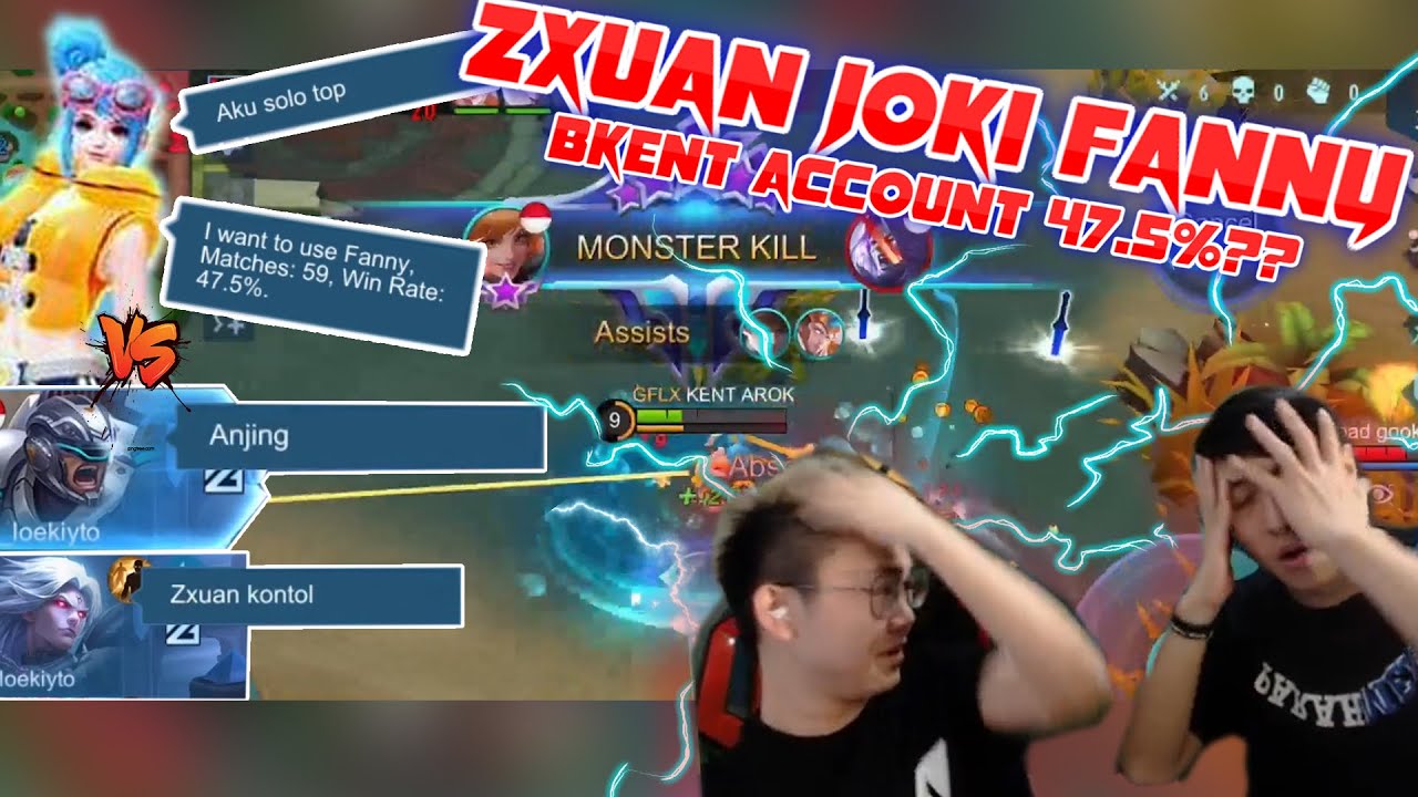ZXUAN Joki BRANDON KENT account FANNY 47.5% WR in Rank?? Teammate Ngatain Anj*ng!! | Official ZX