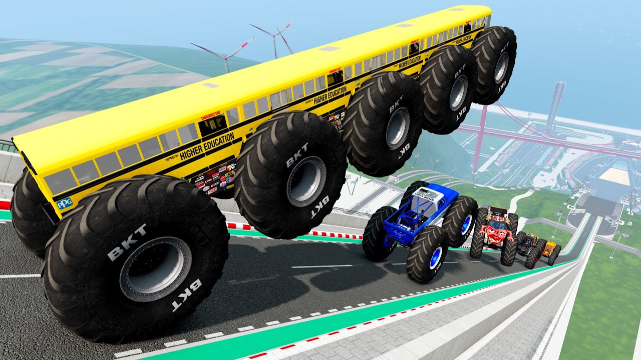 BMNG Drive - Epic High Speed Monster Truck Jumps Crashes #062 - BeamNG Drive