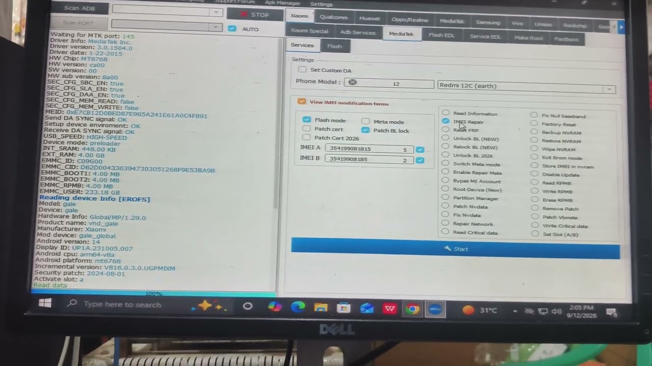 Xaiomi Redmi 12/12c Imei repair dft pro |Xaiomi Redmi 12/12c Imei change dft pro