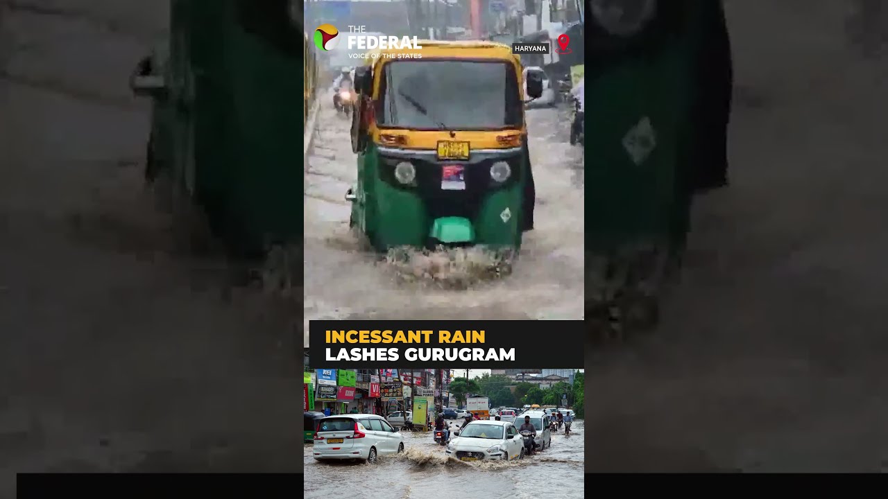Heavy rain causes waterlogging across Gurugram | #shorts