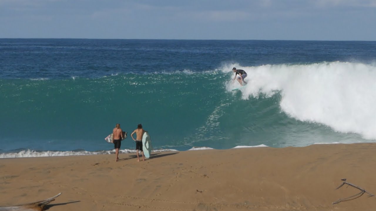 RAW - Young Professional Skimboarders Find Long, Perfect Wave For Skimboarding In Mexico